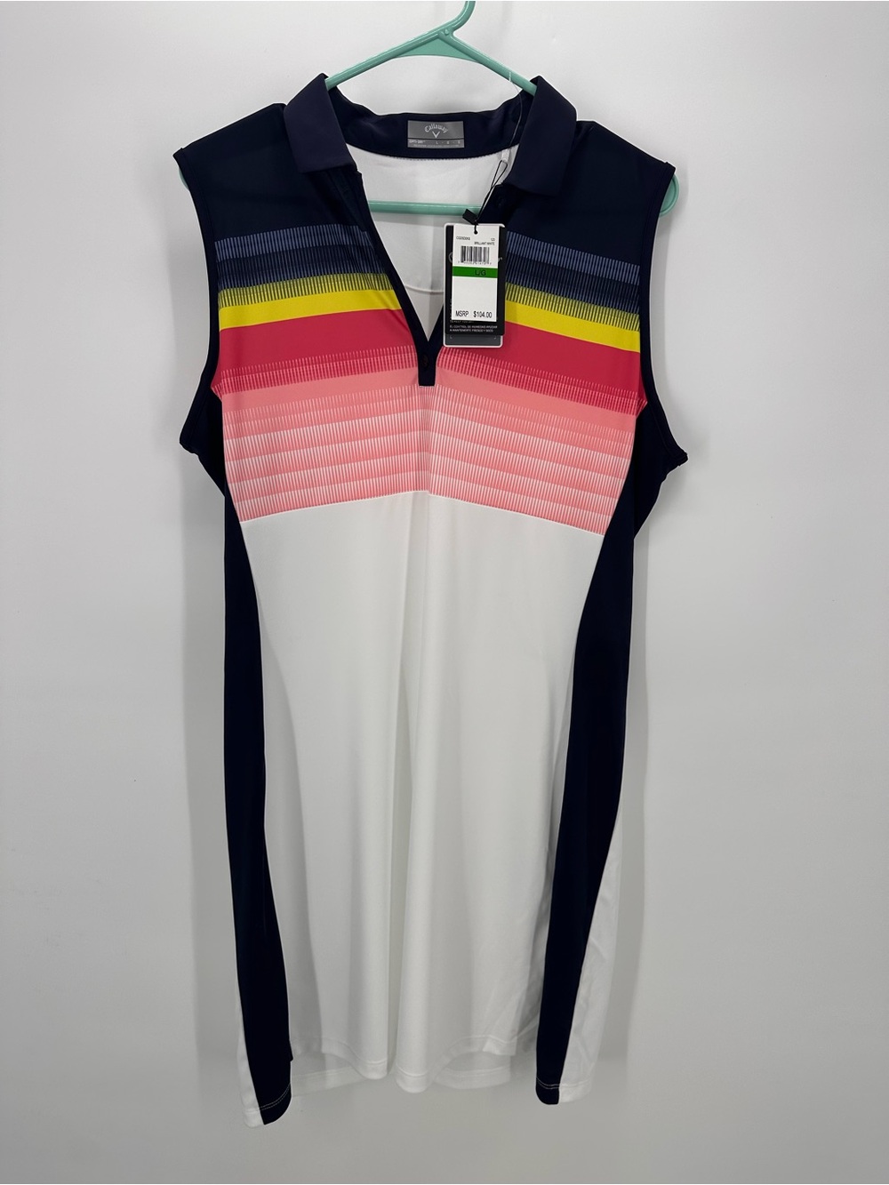 Callaway Sleeveless Athletic Dress with Navy Side Panels & Multicolor Gradient